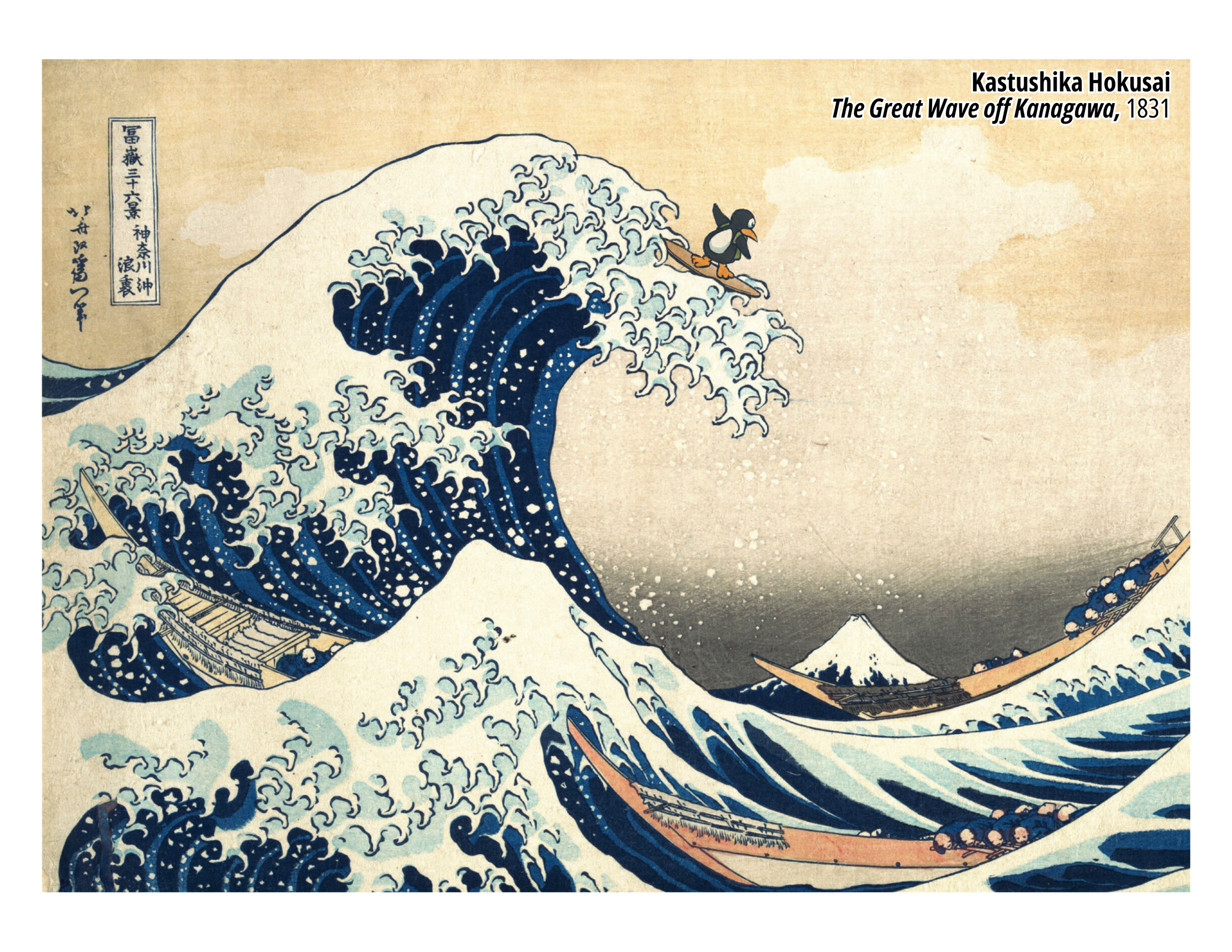 Postcard of JiJi Riding The Great Wave off Kanagawa