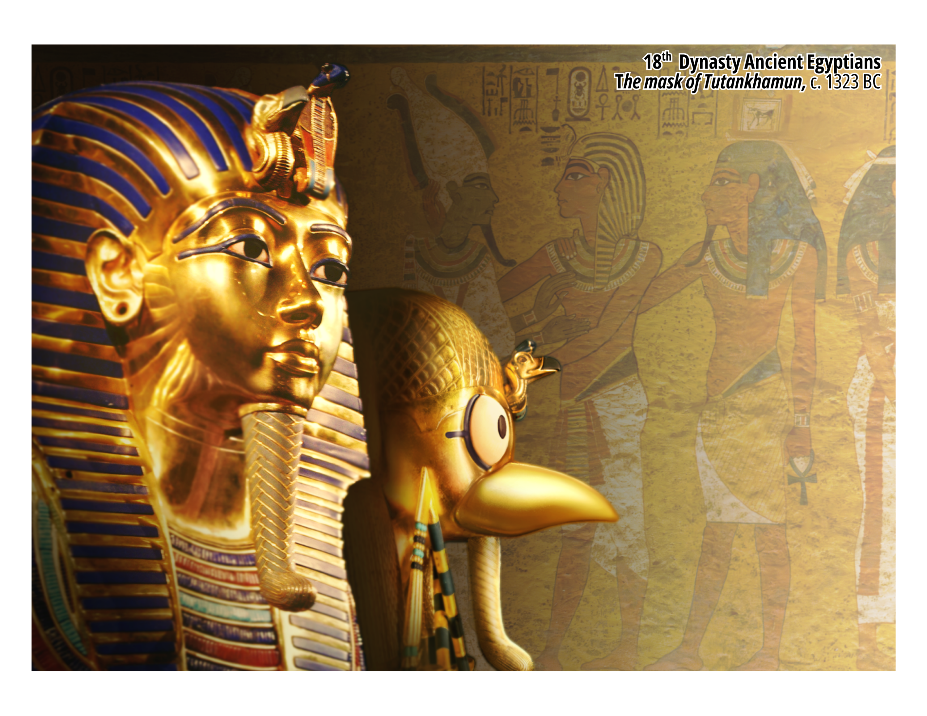 Postcard of JiJi as The Mask of Tutankhamun