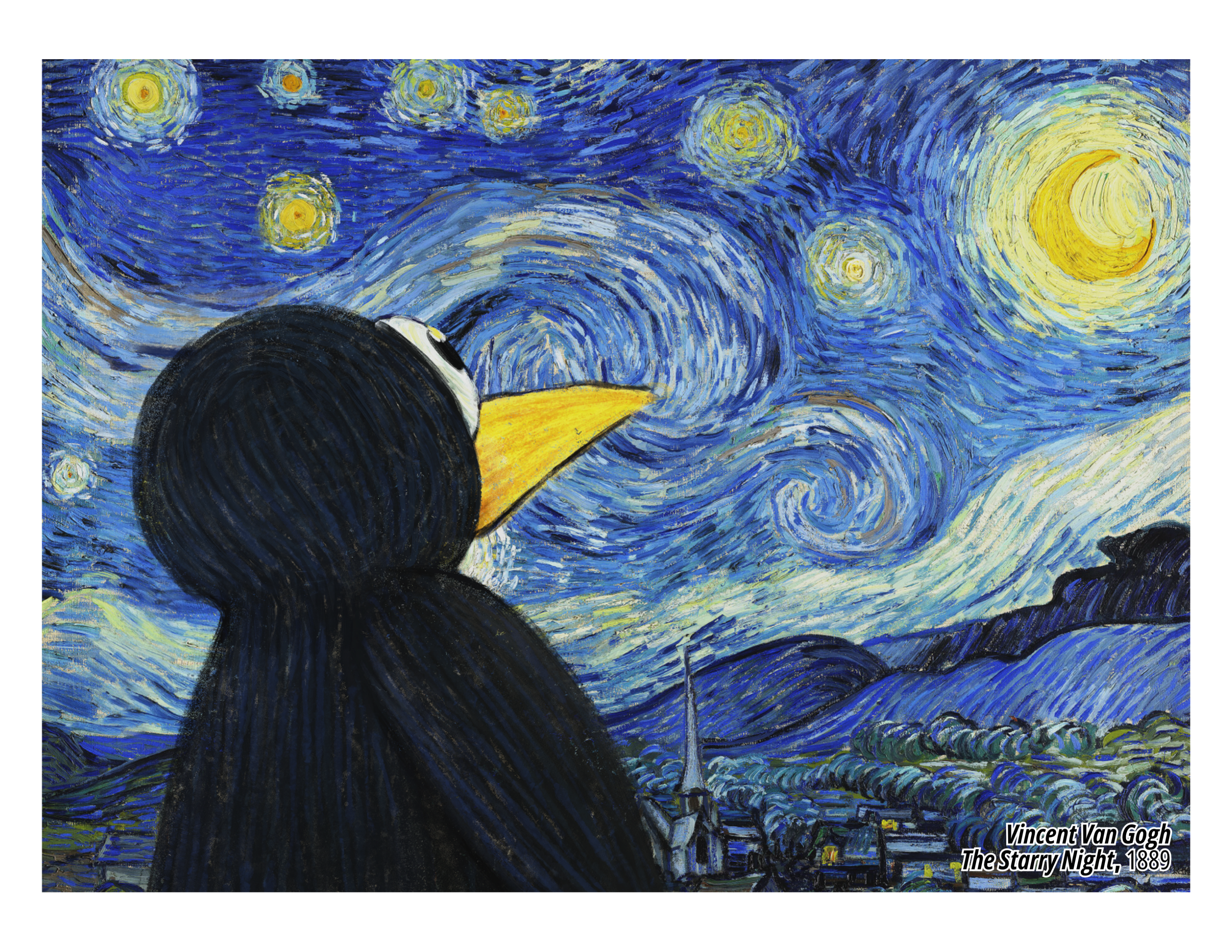 Postcard of JiJi in The Starry Night