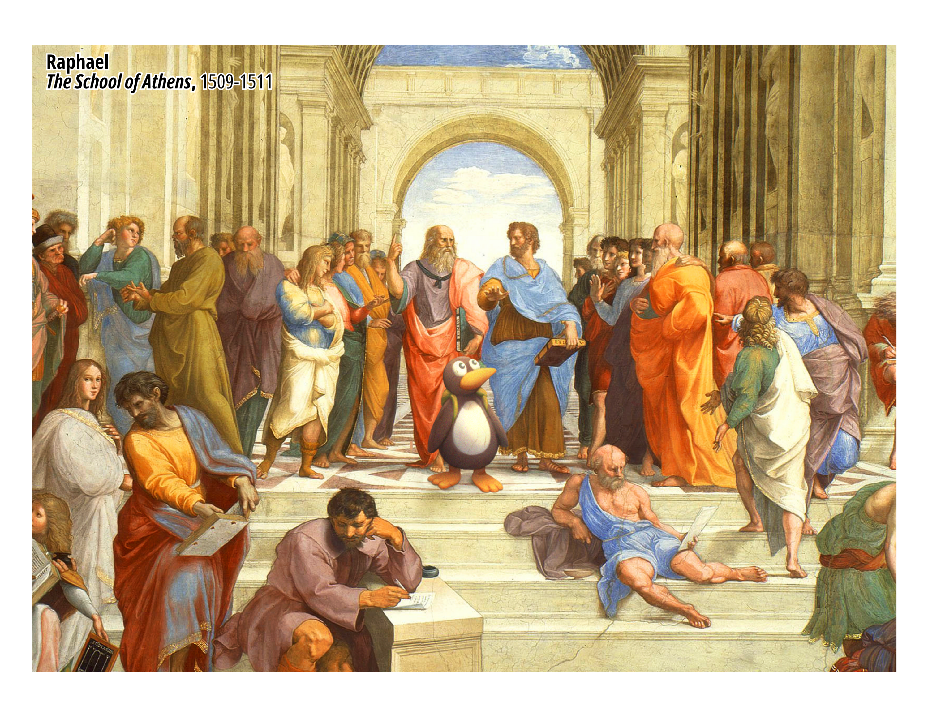 Postcard of JiJi in The School of Athens