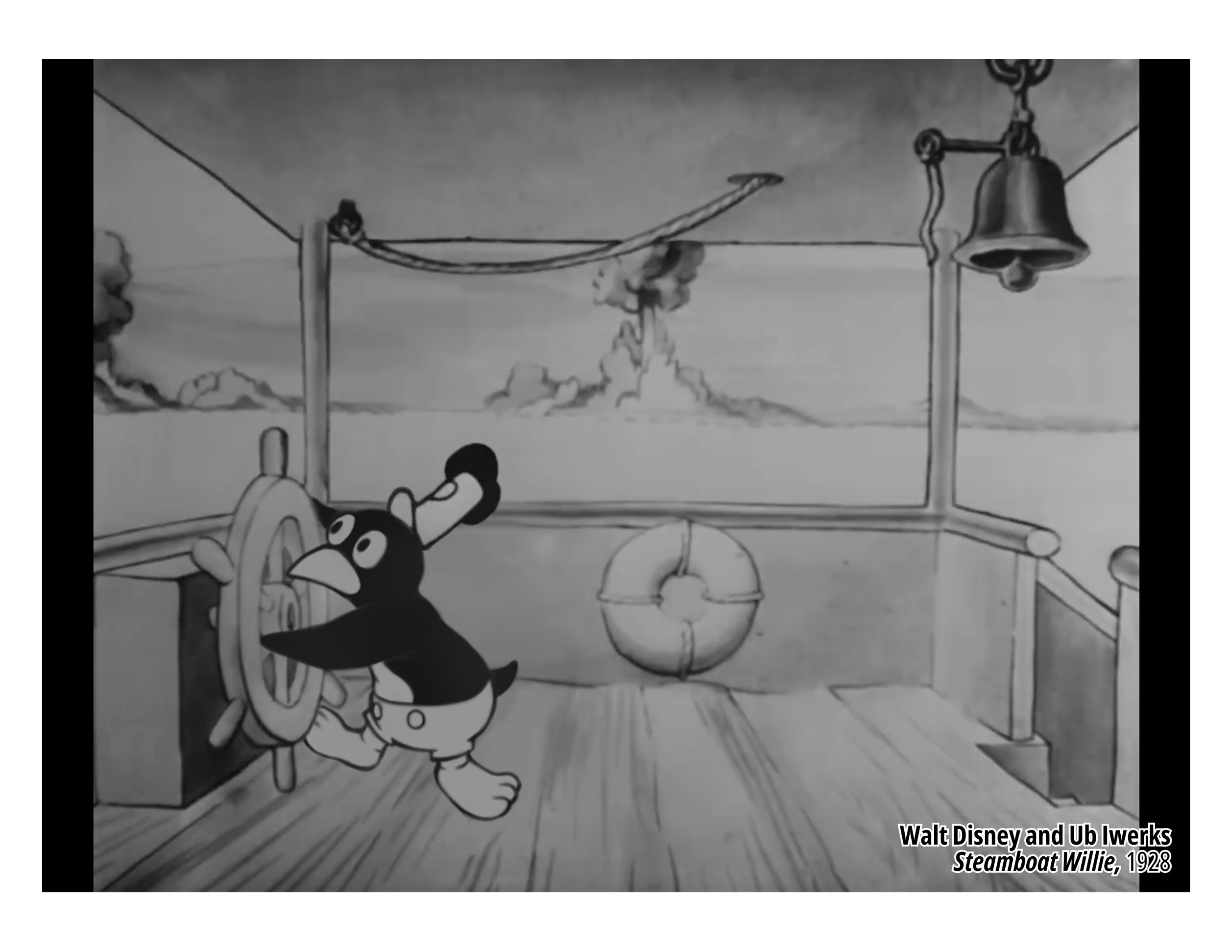 Postcard of JiJi as Steamboat Willie